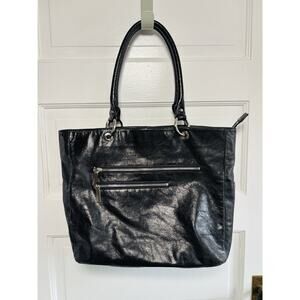 Hobo International Y2K 2000s Black Patent Leather Shoulder Bag Slouchy Sack